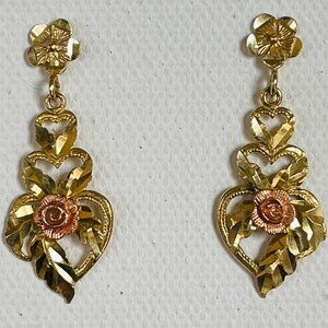 Yellow and Rose Gold Drop Earrings